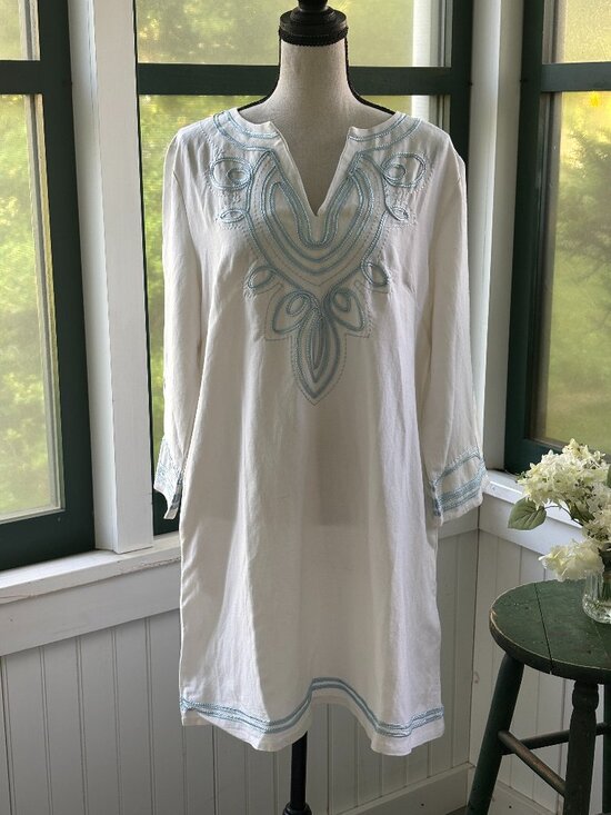 Les Canebiers Dresses & Skirts - Les Canebiers White Embroidered Tunic Dress | Size Large | NWT